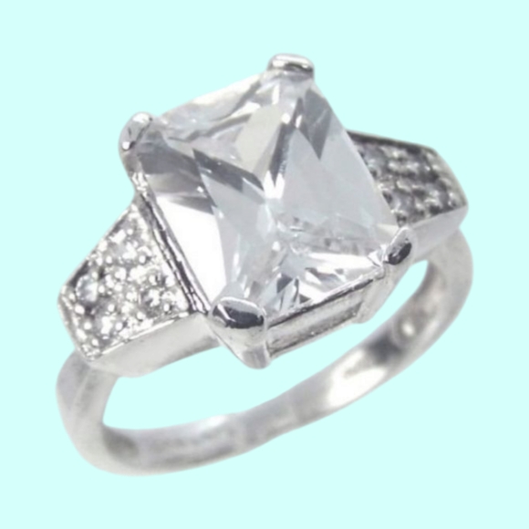 Jewelry - 3.60ct Radiant cut Solitaire SILVER Ring
